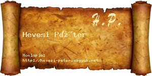 Hevesi Péter névjegykártya